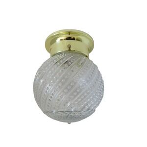 Retro Light Fixture Spiral Hobnail Round Glasse Globe with Ceiling Mount Fixture